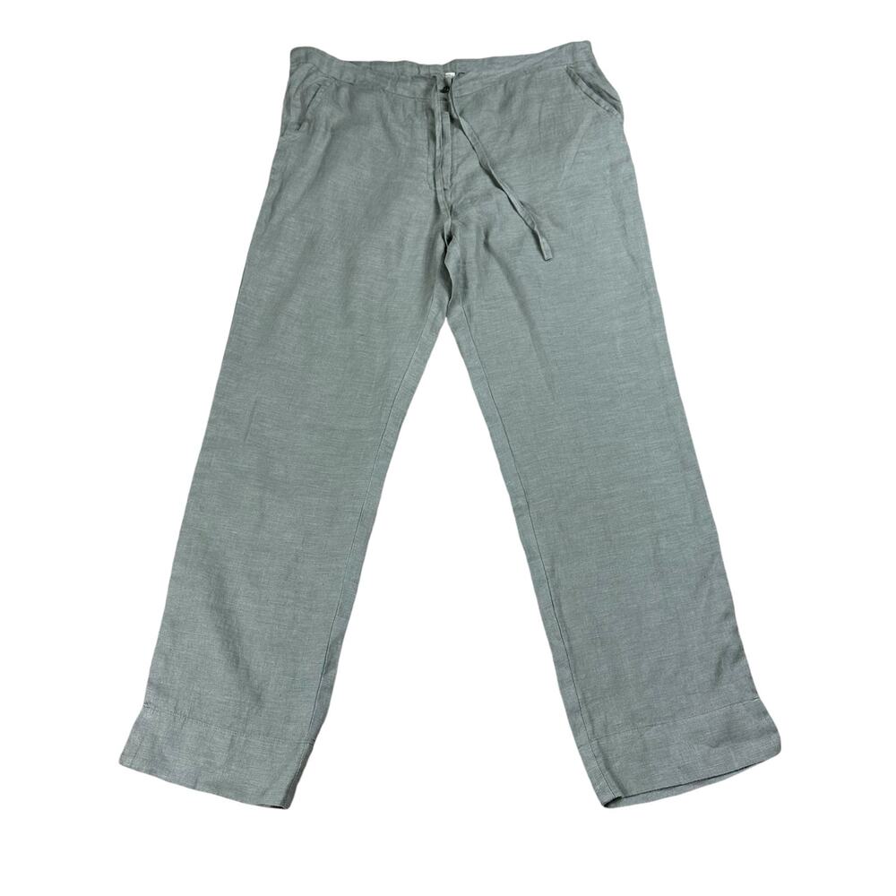 Light Gray Women's Linen-Blend Drawstring Pants